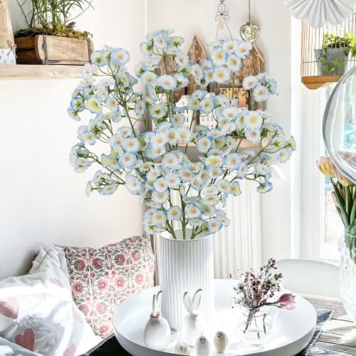 3 Pcs Artificial Wildflowers Blue Long Stem Faux Silk Flowers for Tall Vase - Image 6