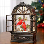 Cardinal Snow Globe Lantern Christmas Snow Globes Arched Window Shape Christmas Decorations Indoor for Home Timer Christmas Music Box, USB and Battery Powered - Image 2