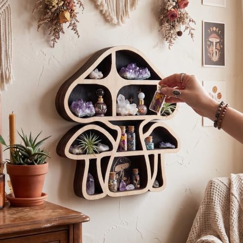 Mushroom Decor Floating Shelves, Crystal Display Shelf, Whimsy Wall Decor - Image 5