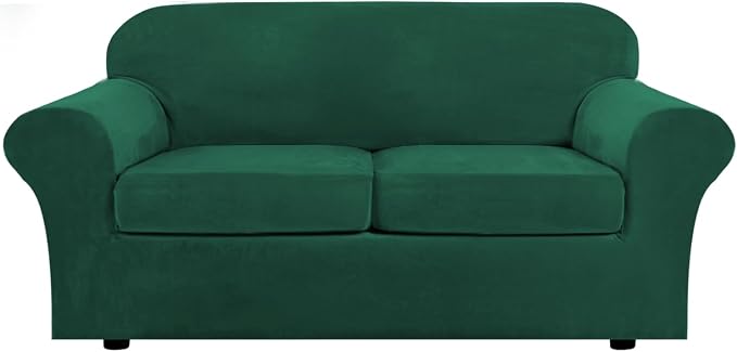 H.VERSAILTEX Real Velvet Plush 3 Piece Stretch Sofa Covers Couch Covers by HVERSAILTEX