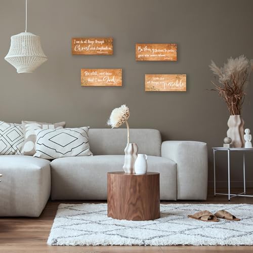 4 Pieces Bible Verses Wall Decor Orange Bathroom Decor Christian Signs Religious Art for Home Motivational Prayer Wall Art for Living Room Office Bedroom Bathroom(Orange,10x4") - Image 6
