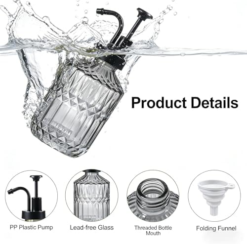 Amolliar 12 Oz Glass Soap Dispenser with Plastic Pump,Dark Grey,1 Pack - Image 2