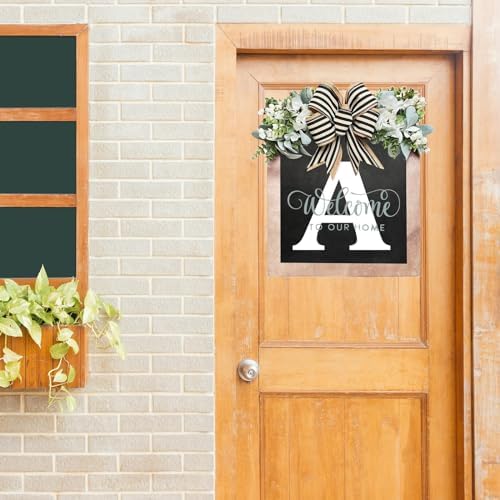 Last Name Front Porch Decor - Welcome Sign With 26 Letter Monogram (H) - Outdoor Decorations for All Seasons - Image 7