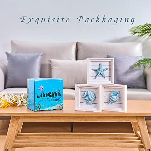 LODOCAVE Blue Seashell Starfish Coastal Wall Decor, 6.3"x6.3" - Image 3