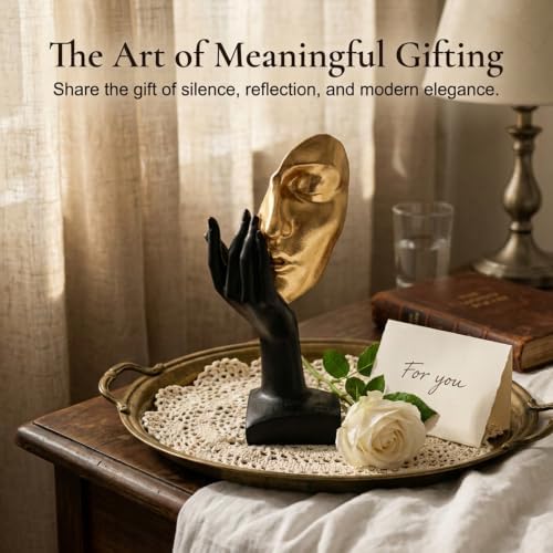 Gold Decor Abstract Face Statue, Resin Sculpture for Home Shelf - Image 6
