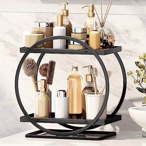 Bathroom Counter Organizer, 2-Tier Black Perfume Organizer Dresser by YIWANFW