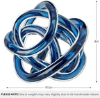 Torre & Tagus Orbit Hand Blown Glass Infinity Knot Sculpture - 4.5 Inch Glass Art Blue Knot Decor Ball for Home Decor, Small Centerpiece Table Decoration for Home Interior (Indigo Blue) - Image 5