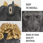 GUSFREUD Black Animal Heads Sculptures Wall Art - Resin Faux Lion for Home Wall Decor, Lion Wall Hanging Decoration for Living Room, Bedroom & Kitchen, Unique Gift Idea - Image 5