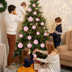 46Pcs Velvet Christmas Ball Ornaments Set - Flocked Shatterproof Christmas Tree Decorations Classic Hanging Ornaments with Rope for Xmas Wreath Holiday Home Decor (Multi-Size, Pink) - Image 6