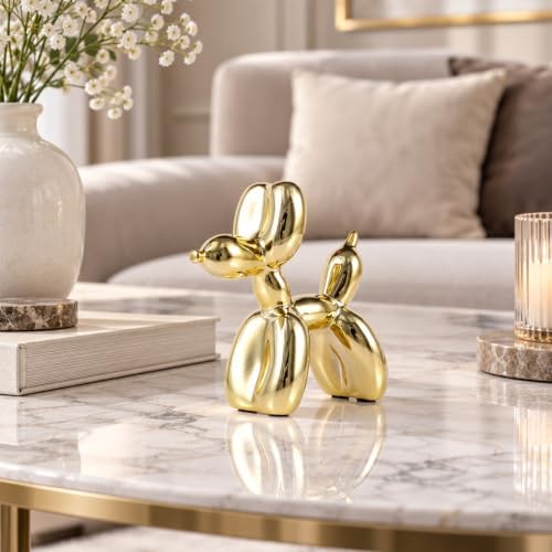 Gold Balloon Dog Decor,Gold Room Decors,Balloon Animal Preppy Room Shelf Decor,Cute Statue Home Decors,Bedroom Modern Sculpture Desk Decoration,Golden Decorations Figurines - Image 2