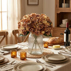 6Pcs 13" Light Brown Silk Hydrangea Artificial Flowers - Image 3