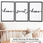3D Wood Home Sweet Home Wall Art, Modern Home Sweet Home Sign for Large Living Room Wall Decor(Ready to Hang, Set of 3, 16x24 Inch, Framed) - Image 3