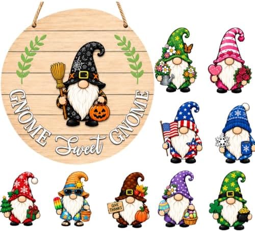 Halloween Door Sign, Interchangeable Gnome Door Sign, Seasonal Gnome Decor for Front Door, Gnomes Decorations for Home, Fall Gnomes Decorations, Cute Gnome Decor for Women by EmotionalUplifting