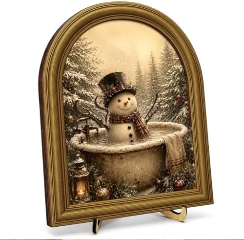 Christmas Bathroom Decor Vintage Winter Snowman Wall Art Sign Table Decor by Unknown