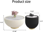 Round Marble Coffee Table Set of 2, 2 Piece Coffee Table and End Table - Image 2