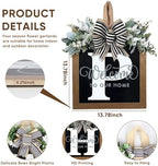 Ultra Large 14'' Last Name All Year Round Front Door Wreath with 26 Initial Letter Welcome Sign All Seasons Eucalyptus Garland and Bow Wreaths for Front Door Porch Farmhouse Decoration (P) - Image 4