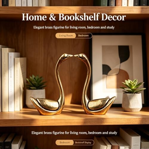 2‑Pack Solid Brass Swan Figurines,Brass Animals Figurine Decorative,Vintage Mini Metal Swan Statue, Romantic Decorative Sculpture for Desktop Bookshelf Mantel, Collectible Gift (2.2" H ×1.77" W) - Image 5