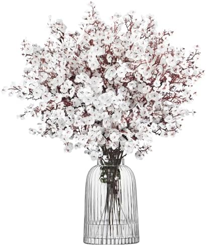 Uieke 30 Pcs Babys Breath Artificial Flowers Fake Silk White Flowers Faux Gypsophila Bouquet Real Touch Floral for Home Wedding Party Centerpieces DIY Décor by Uieke