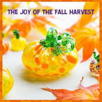 Hand Blown Glass Pumpkin Figurine Yellow Fall Thanksgiving Table Decor - Image 4