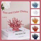 5.8" H Pink Coral Decor - Resin Coral Statue, Nautical Decor for Home, Bedroom, Bathroom, Living Room, Ocean Themed Cabinet Shelf Tabletop Decoration - Image 6