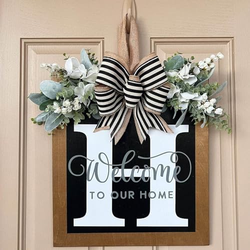 Last Name Front Porch Decor - Welcome Sign With 26 Letter Monogram (H) - Outdoor Decorations for All Seasons - Image 3