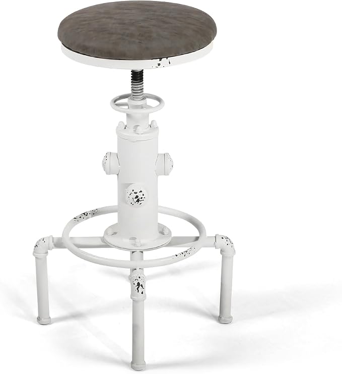 Topower Antique Vintage Industrial Barstool PU Leather Water Pipe Fire Hydrant - Image 4