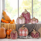 Leinuosen 6 Pcs Fall Pumpkin Decor for Home, Pink Pumpkin Tiered Tray Decor - Image 3
