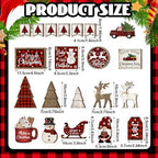 Shellwei 21 Pcs Christmas Tiered Tray Decor Set Plaid Christmas Table Sign - Image 3
