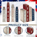 Lineshading 4 Pcs 4th of July Decoration Wooden Book Patriotic Table Sign - Image 3