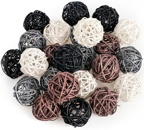 DomeStar 24PCS Brown Decorative Balls for Bowl Centerpiece, 2 Inch Rattan by DOMESTAR