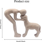Sand Human and Dog Statue Decoration, Cute Pet Sculpture Home Decor Tabletop Ornament Office Living Room Bedroom Home, for Dog Lovers Friends Family Decoration - Image 2