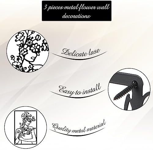 CHENGU 3 Pieces Metal Minimalist Abstract Woman Wall Art Line Drawing Wall Art Decor Single Line Female Home Hanging for Kitchen Bathroom Living Room - Image 6