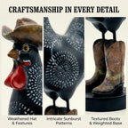 Cowboy Rooster Statue, Farmhouse Kitchen Decor, 11.9 in - Image 6