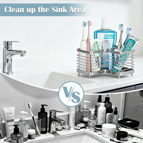 Toothbrush Holders for Bathrooms, Stainless Steel Toothpaste Organizer - Image 5