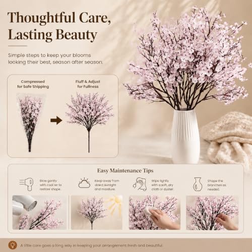 Mandy's 6 Bundles Artificial Light Pink Baby’s Breath Flowers - Image 6