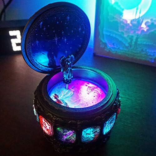 Briskfeel Vintage Music Box with Constellations Rotating Goddess LED Lights Twinkling Resin Carved Mechanism Musical Box with Sankyo 18-Note Wind Up Signs of The Zodiac Gift for Birthday (Upgraded) - Image 3