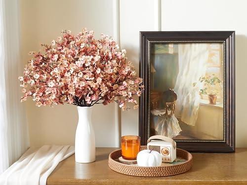 SITUMEIZI 6Pcs Brown Artificial Baby's Breath Flowers 19.3 Inch Silk Gypsophila Bundles Real Touch Fake Flowers for Wedding, Home Decor, DIY Floral Arrangement Fall Table Centerpieces - Image 2