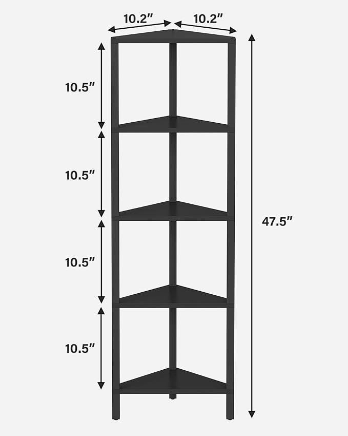 TUTOTAK Corner Shelf, 5-Tier Corner Bookshelf - Image 2