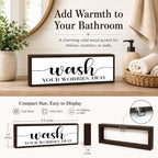 Bathroom Wooden Sign Decor, Wash Your Worries Away Quote Wood Block, Relaxing Bath Room Accent for Shelf Counter or Wall Display, Farmhouse Decor Sign, Giftable Bathroom Decoration, 9.5 x 3.1 Inches - Image 4