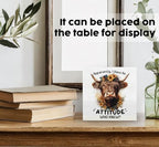 Highland Cow Sign, Farm Cottagecore Animal Office Kitchen Bedroom Decor, Apparently I Have an Attitude Who Knew Wooden Box Signs, Apparently Highland Cow Gifts for Women Men 5x5 in - Image 3