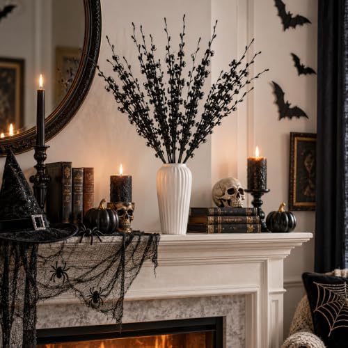 5Pcs Black 29.5" Artificial Jasmine Flowers for Halloween DIY Wreath Decor - Image 5