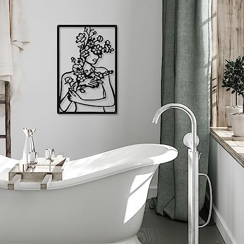 CHENGU 3 Pieces Metal Minimalist Abstract Woman Wall Art Line Drawing Wall Art Decor Single Line Female Home Hanging for Kitchen Bathroom Living Room - Image 5