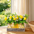 Summer Lemon Mason Jar Centerpiece Set of 3 with Wood Tray - Image 3