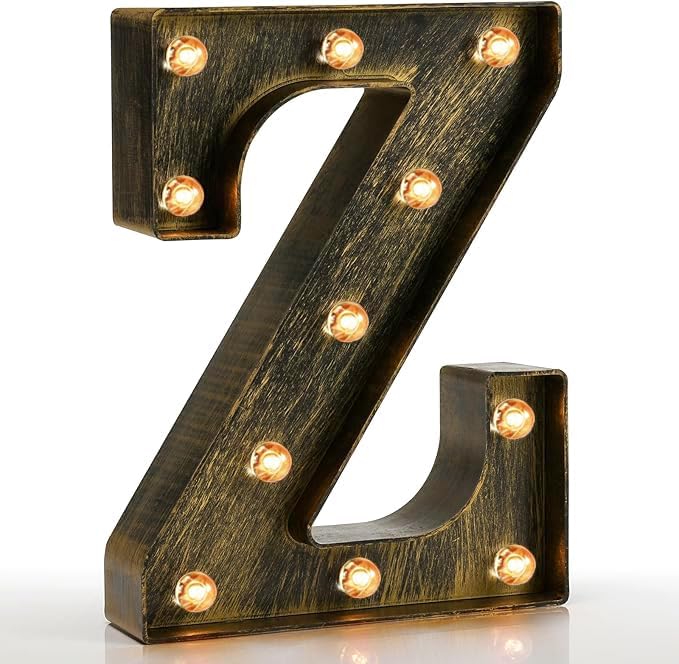 Pooqla Vintage Light Up Marquee Letters with Lights – Illuminated Industrial Style Lighted Alphabet Letter Signs - Coffee Bar Apartment Bedroom Wall Home Initials Decor A-Z by Pooqla