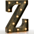 Pooqla Vintage Light Up Marquee Letters with Lights – Illuminated Industrial Style Lighted Alphabet Letter Signs - Coffee Bar Apartment Bedroom Wall Home Initials Decor A-Z by Pooqla