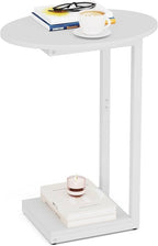 Hosfais Small Side Table End Table, C Shaped Oval Coffee Table, Wooden TV Tray by HosfaisHome
