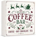 Christmas Coffee Bar Decorations Wooden Box Sign Santa Sleigh Reindeer Sign by GUDIO