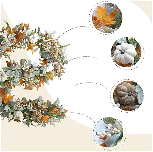 Fall Wreath Pumpkin Garland Thanksgiving Autumn Neutral Garlands Decoration - Image 2