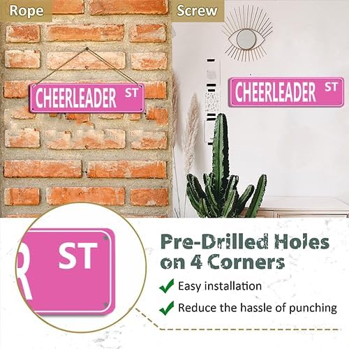Retro Style Pink "CHEERLEADER" Street Metal Tin Sign, 16x4 inches, Perfect for Home, Dorm, or Dance Room Decor, Unique Squad Accessory (B73) - Image 3