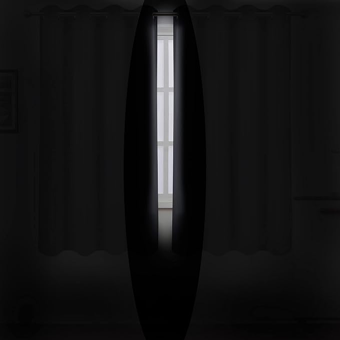 Black Thermal Blackout Curtains/52 x 45 Inch/Set of 2 Panels Room Darkening - Image 3